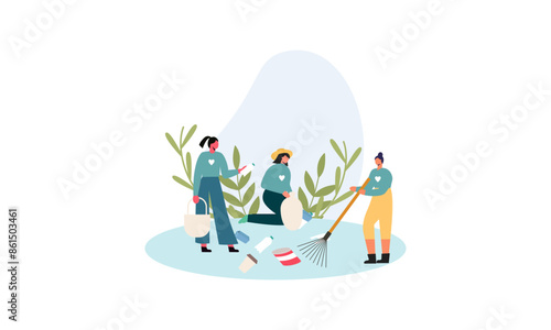World humanitarian day illustration, community care people
