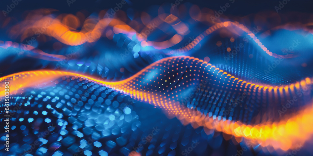 Obraz premium Abstract blue and orange network light effect background