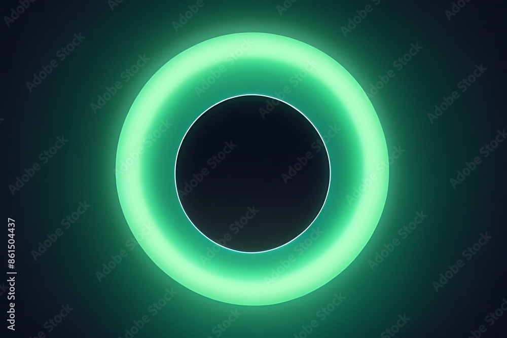 Blue and green neon light circle in dark