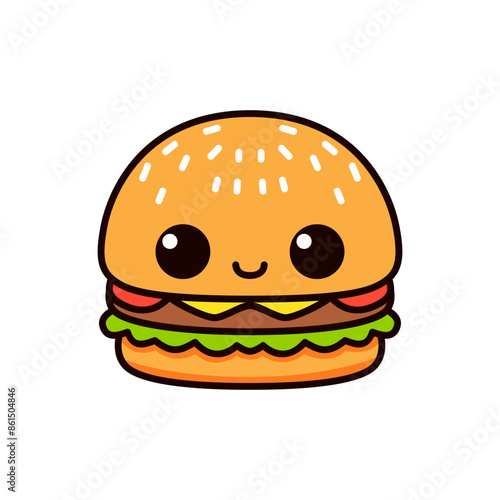 cute happy hamburger cartoon character vector illustration template design