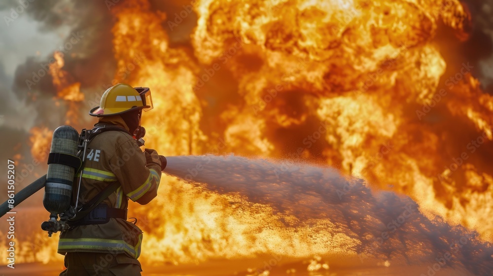 Firefighters are extinguishing a burning fire. Fireman putting out fire. Firefighters are extinguishing a burning fire. Fireman putting out fire.