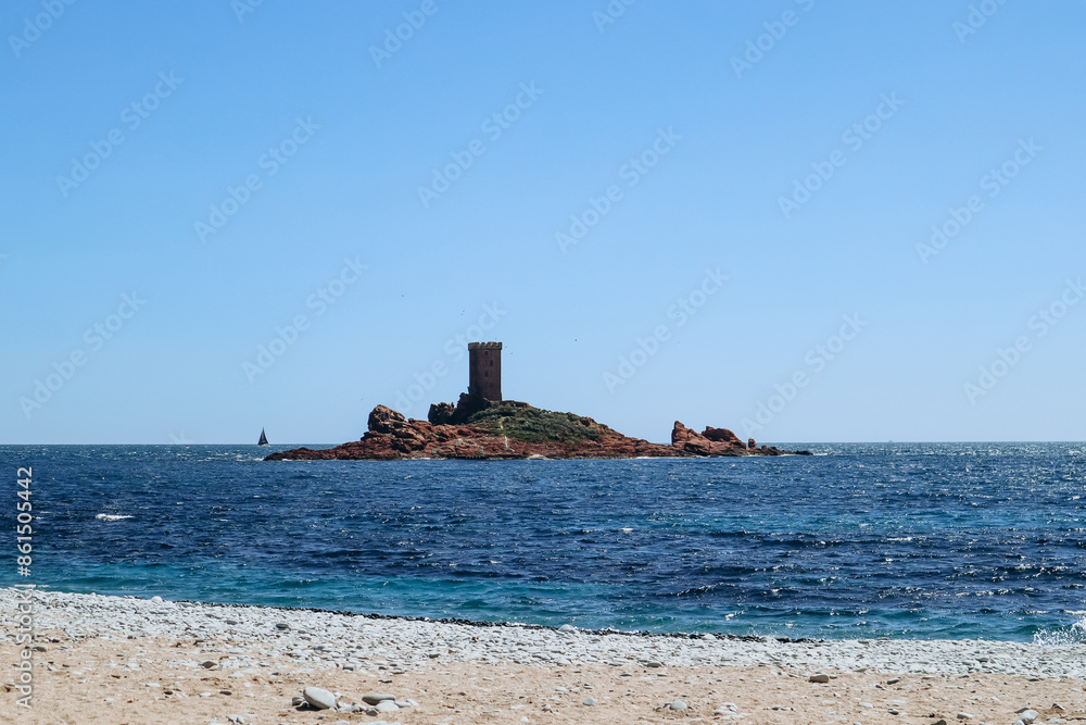 Red cliffs on the coast near Cap Dramont and Saint-Raphael on the French Riviera Red cliffs on the coast near Cap Dramont and Saint-Raphael on the French Riviera