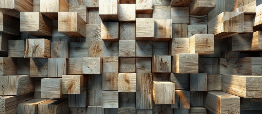 A wooden backdrop with cubes provides a creative concept and room for text in the copy space image. A wooden backdrop with cubes provides a creative concept and room for text in the copy space image.