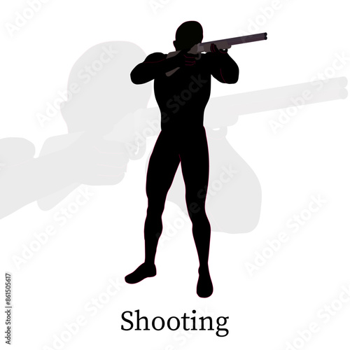 Isolated silhouette shooting action in transparent background. Vector illustration.