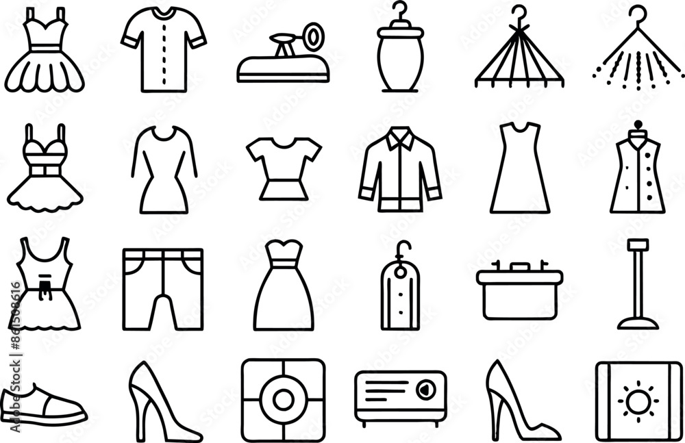 Fashion related editable stroke outline icons isolated on white background flat vector illustration Fashion related editable stroke outline icons isolated on white background flat vector illustration