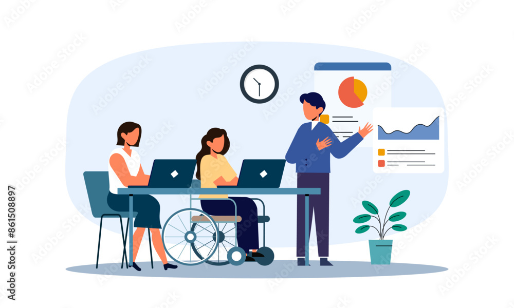 Business inclusive meeting with diversity concept illustration Business inclusive meeting with diversity concept illustration