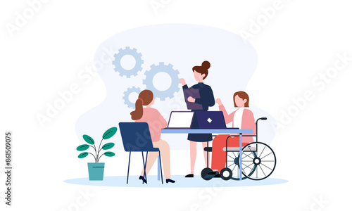 Business inclusive meeting with diversity concept illustration