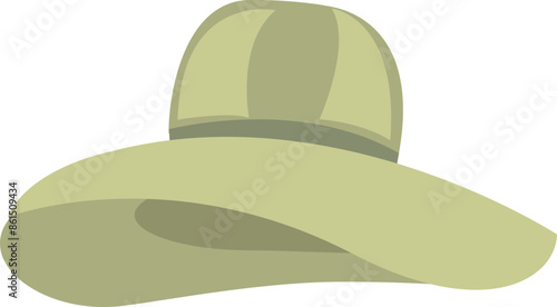 Green women summer hat vector illustration. Cartoon hat isolated on white background.