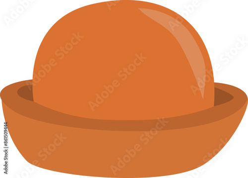 Orange women hat vector illustration. Cartoon hat isolated on white background.