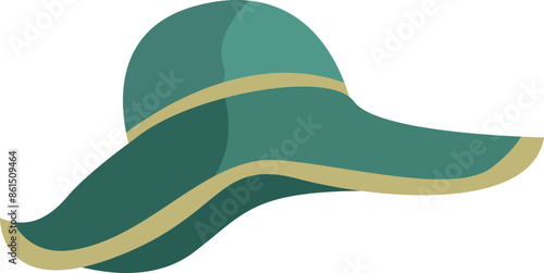 Green women summer hat vector illustration. Cartoon hat isolated on white background.