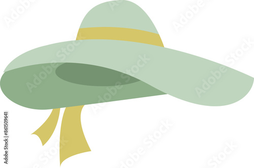 Green women summer hat vector illustration. Cartoon hat isolated on white background.