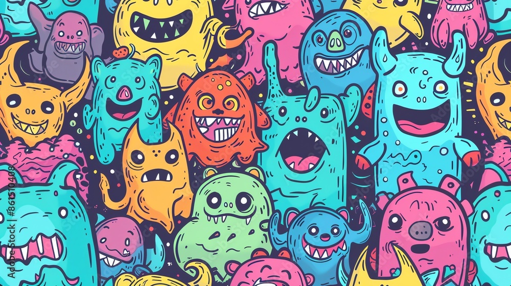 Collection of colorful monsters Collection of colorful monsters