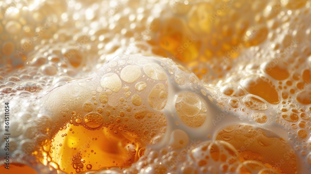 Abstract background of beer foam and bubbles, evoking the sensory experience of enjoying a cold brew. Abstract background of beer foam and bubbles, evoking the sensory experience of enjoying a cold brew.