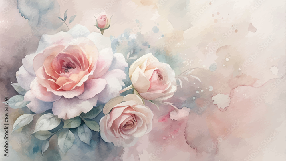 Soft pastel rose flower watercolor background Soft pastel rose flower watercolor background