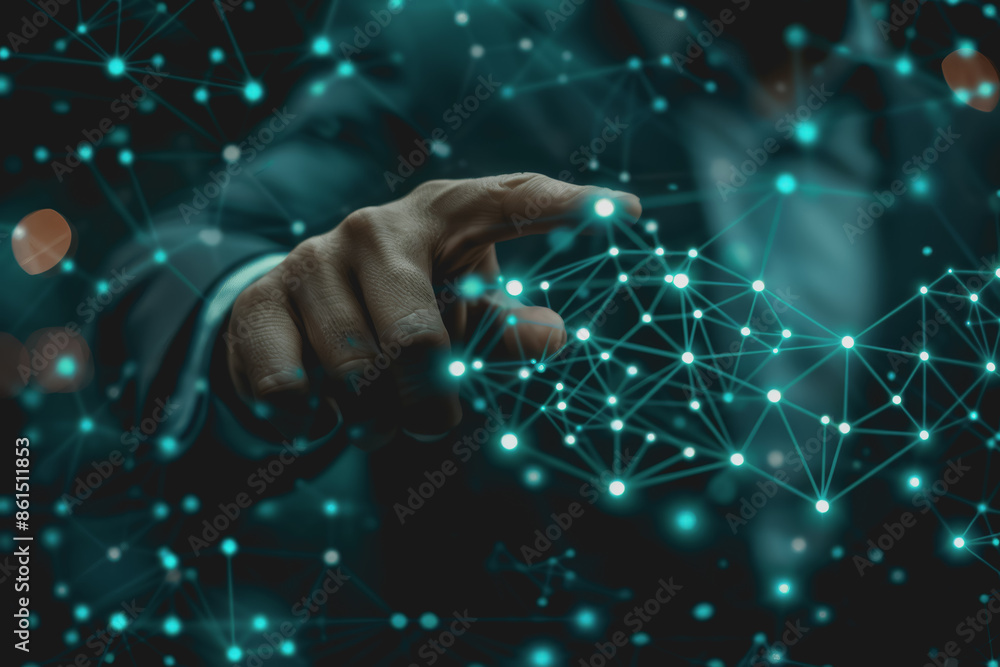Abstract background of technology with touching hands of a businessman. Abstract background of technology with touching hands of a businessman.