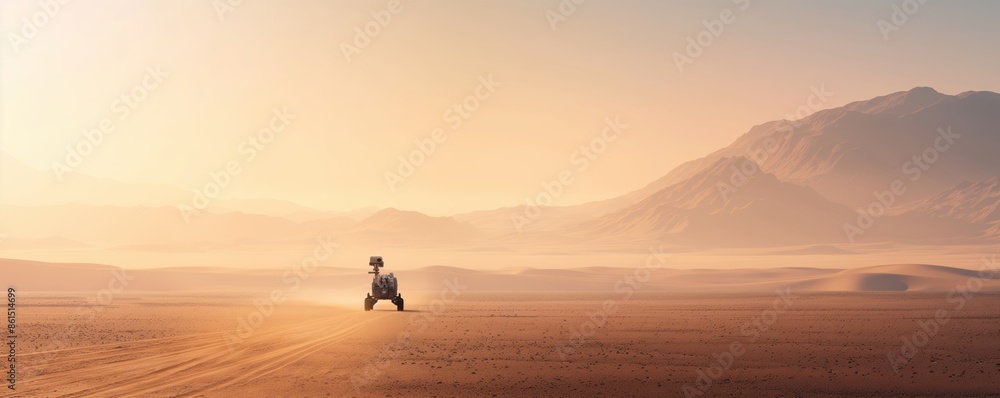 Mars rover exploring the red planet's rocky terrain