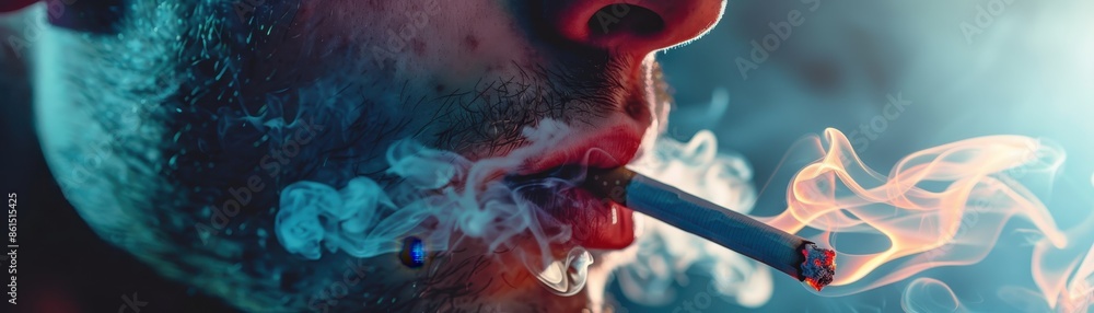 Man smoking with visualized lung effects Man smoking with visualized lung effects