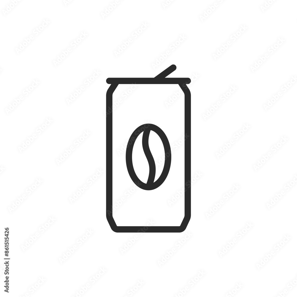 Coffee can, linear style icon. Can of coffee with a coffee bean symbol. Editable stroke width Coffee can, linear style icon. Can of coffee with a coffee bean symbol. Editable stroke width