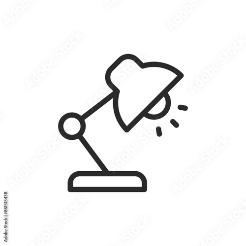 Desk lamp, linear style icon. Editable stroke width