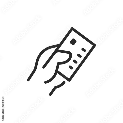 Credit card payment, linear style icon. hand holding a credit card for payment. Editable stroke width