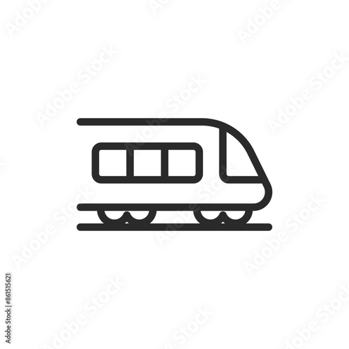 Light rail train, linear style icon. light rail or tram transportation. Editable stroke width.