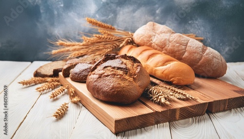 Composition de boulanger avec différents pains