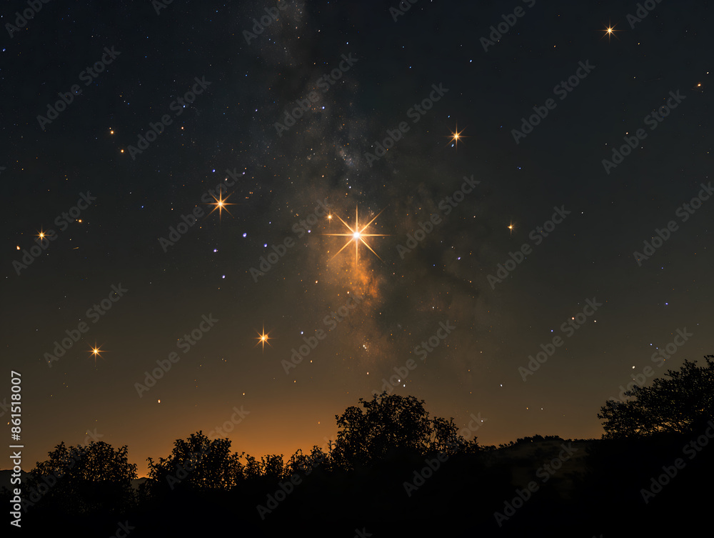 Single star shining brightly in a dark night sky Single star shining brightly in a dark night sky