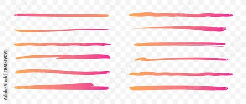 ペンで描いたピンク色のアンダーラインブラシセット