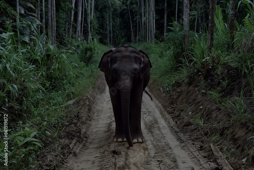 Borneo Pygmy Elephant in natural environment ultra-realistic photo photo