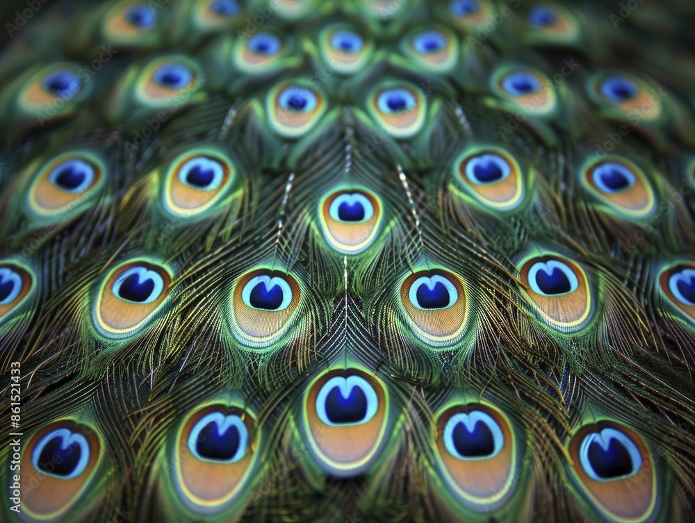 Obraz premium The intricate patterns and vibrant colors of peacock feathers symbolize natural beauty and the allure of wildlife, capturing nature's artistic flair.