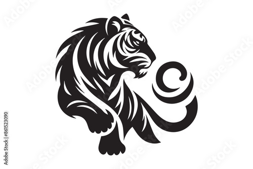 bengal tiger silhouette vector illustration, animal illustrations artwork and design