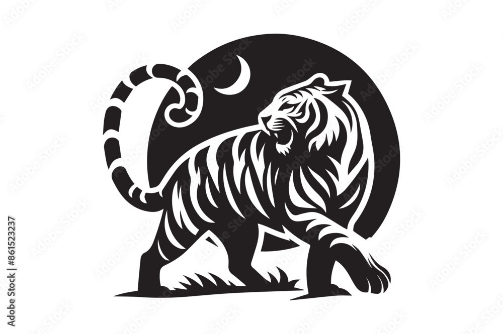 bengal tiger silhouette vector illustration, animal illustrations artwork and design bengal tiger silhouette vector illustration, animal illustrations artwork and design