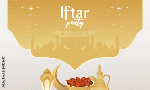 Iftar party celebration concept flyer vector illustration