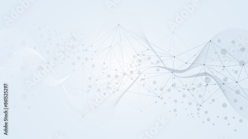 Structure molecule and communication. DNA, atom, neurons. Scientific concept for your design. Connected lines with dots. Medical, technology, chemistry, science background. Vector illustration