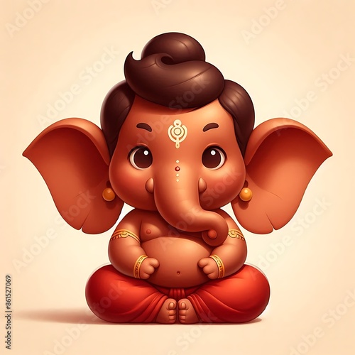 Cute 3d Ganesha, Ganpati, Ganesh Chaturthi, Bal Ganesh, isolated, white background photo