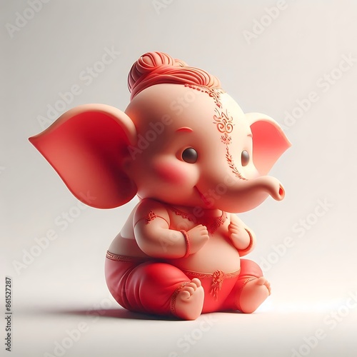 Cute 3d Ganesha, Ganpati, Ganesh Chaturthi, Bal Ganesh, isolated, white background photo