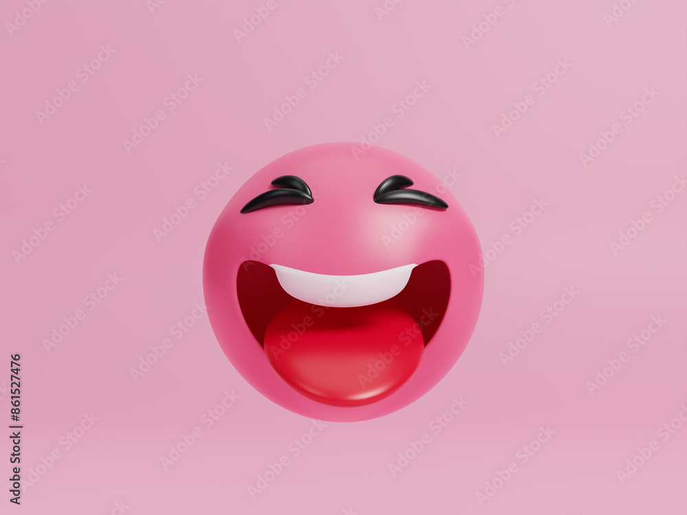 Fototapeta premium International Joke Day to celebrate on July 1st, Cheerful smiley icon. Happy face. Laughing emoticon symbol. Joyful Earth character laughing on happy background, World laughter day. 3d rendering