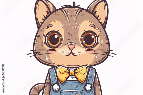 a cartoon of a cat wearing overalls