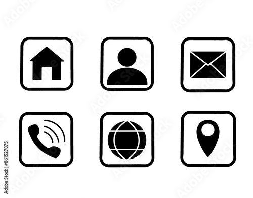 CV Contacts Icon Set, Business Card Symbols