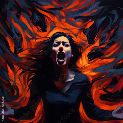 Voiceless Horror: Oppressed Scream in the Darkness © Salinda