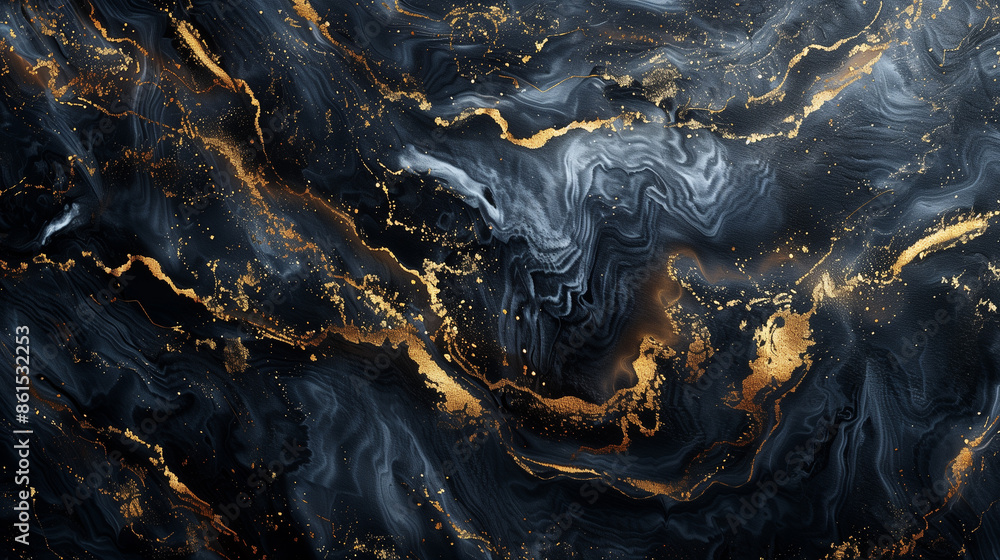 Fototapeta premium Abstract luxury elegant texture. Deep color and gold stone background. Golden elements, particles. Template poster invitation flyer banner email header social media. Horizontal. Generative Ai content