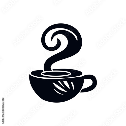  Abstract Tea cup silhouette icon. Flat style tea, coffee cup icon vector illustration design.