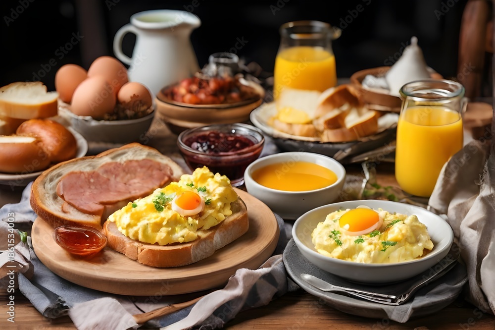 Table with full healthy breakfast Table with full healthy breakfast