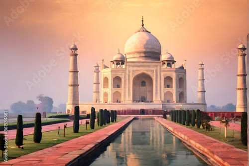 Wallpaper Mural Taj Mahal at sunset, beautiful scenery of India Torontodigital.ca