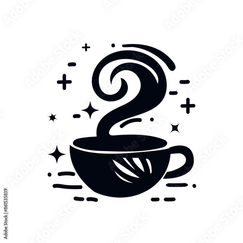  Abstract Tea cup silhouette icon. Flat style tea, coffee cup icon vector illustration design.