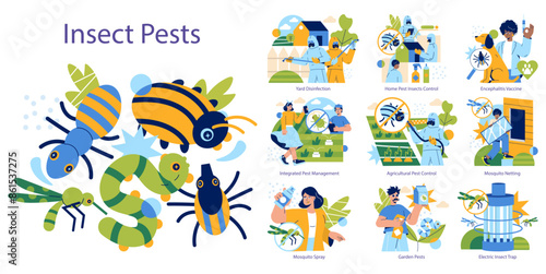 Insect Pests. Flat Vector Illustration