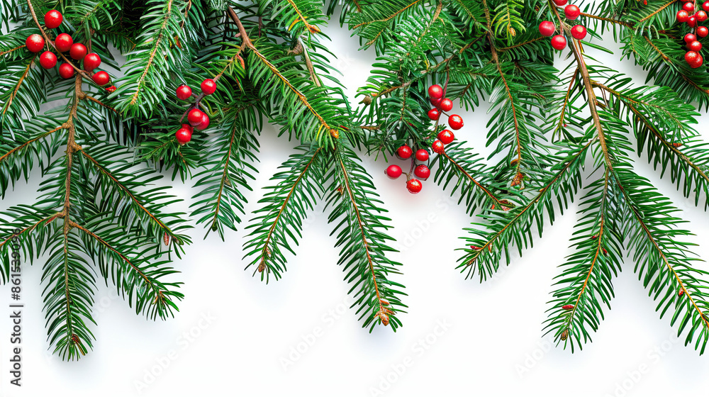 Merry Christmas Banner with Blank Space for Text, Isolated on White Background Merry Christmas Banner with Blank Space for Text, Isolated on White Background