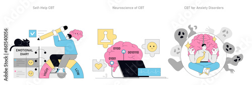 Cognitive Behavioral Therapy. Flat Vector Illustration