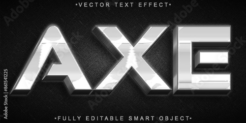 Silver Shiny Axe Vector Fully Editable Smart Object Text Effect