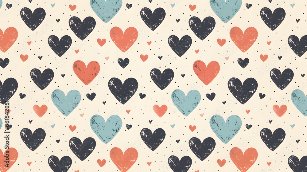 Heart shapes repeat Seamless pattern on beige. hand drawn. Heart shapes repeat Seamless pattern on beige. hand drawn.